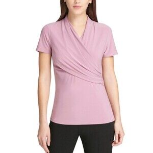 DKNY Ruched V-neck Short Sleeve Top Size Medium